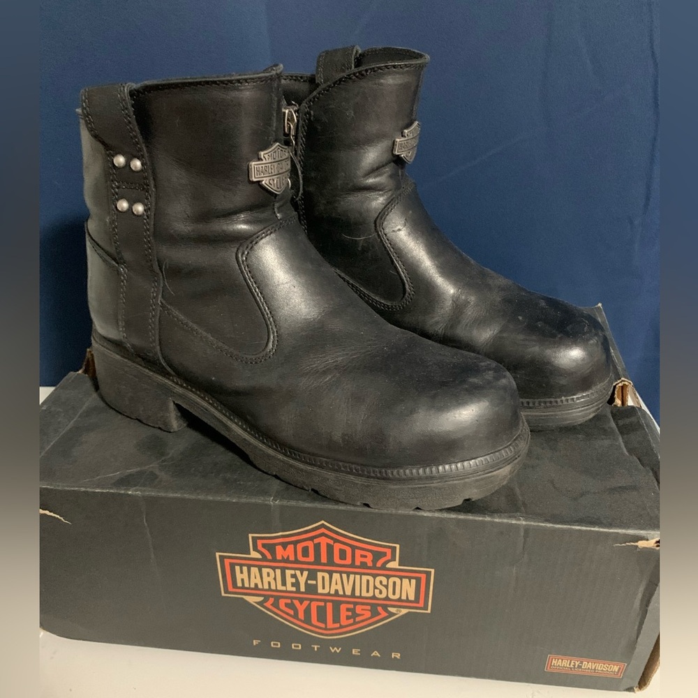 Harley-Davidson Black Leather Women's Combat Moto Boots
